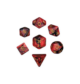 Metallic Dice Games Mini Polyhedral Dice Set (7) Red with Black