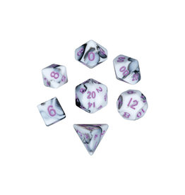 Metallic Dice Games Mini Polyhedral Dice Set: Marble with Purple