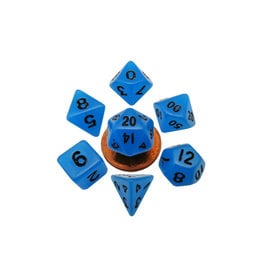 Metallic Dice Games Mini Polyhedral Dice Set (7) Glow Blue