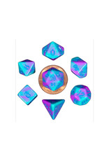 Metallic Dice Games Mini Polyhedral Dice Set (7) Purple with Teal