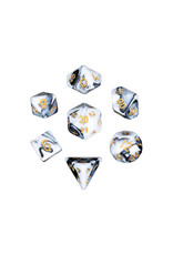 Metallic Dice Games Mini Polyhedral Dice Set (7) Marble with Gold
