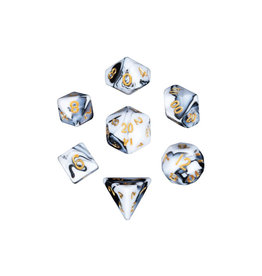 Metallic Dice Games Mini Polyhedral Dice Set (7) Marble with Gold