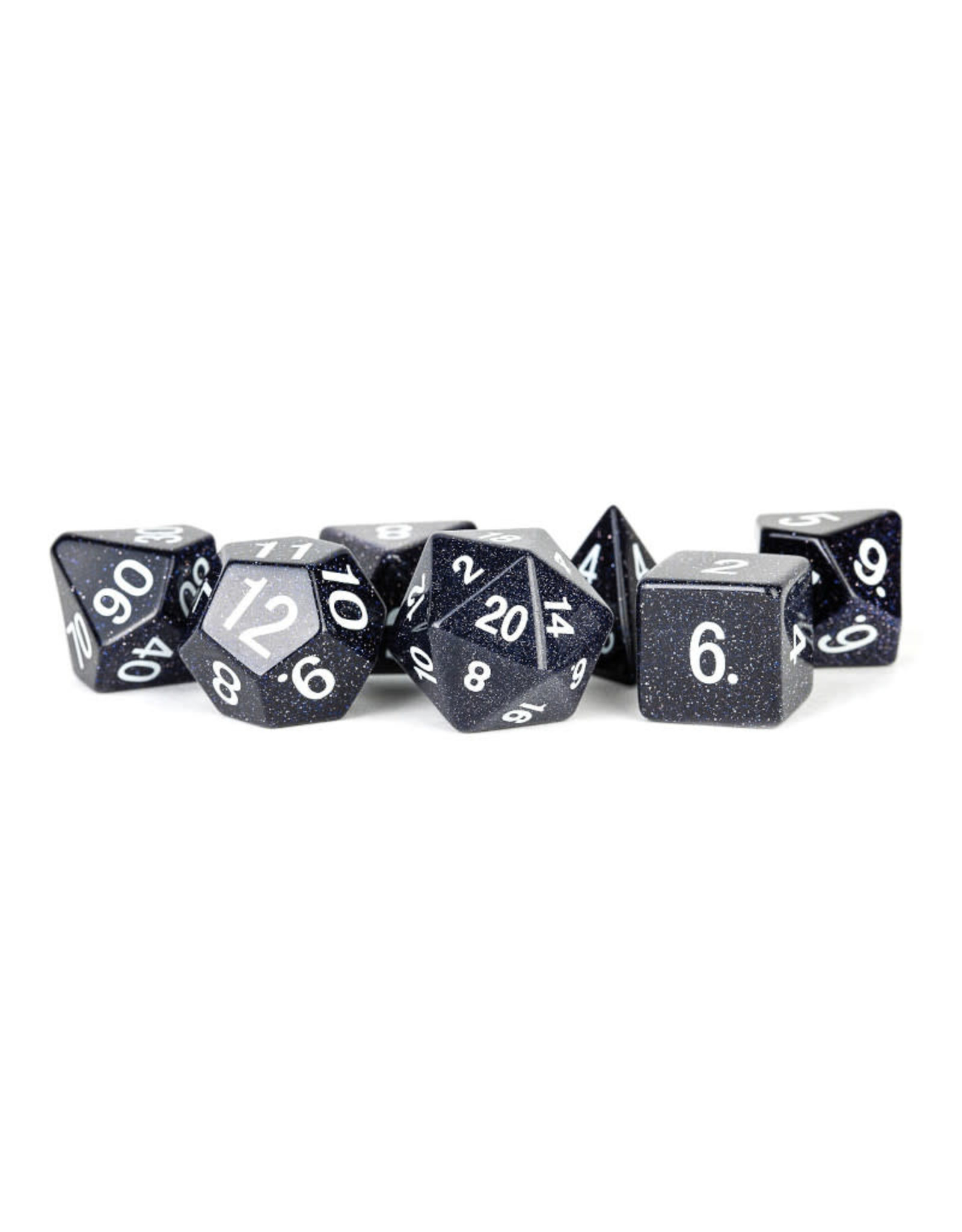 Metallic Dice Games Stone Polyhedral Dice Set (7) Blue Sandstone