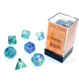 Chessex Polyhedral Dice Set: Luminary Oceanic/Gold (7) Glow in the Dark
