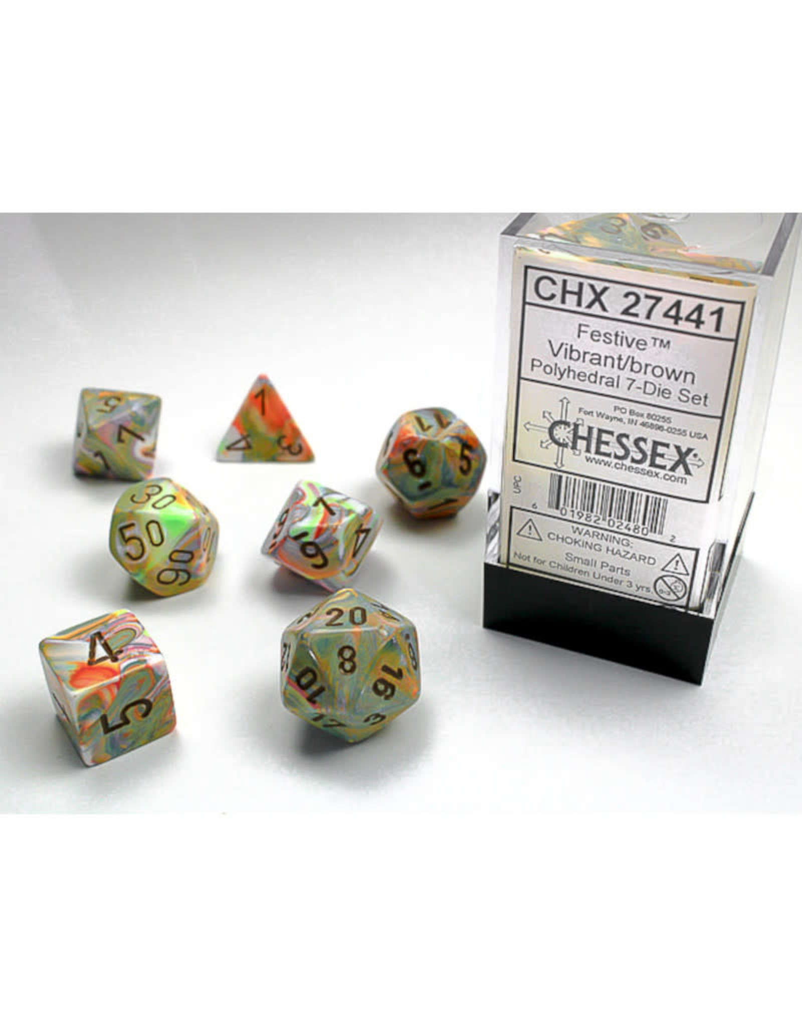 Chessex Polyhedral Dice Set: Festive Vibrant (7)