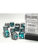 Chessex D6 Dice: 16mm Gemini Steel/Teal (12)