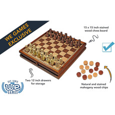 Medieval Chess Set: Wooden Board with Drawers 15 Inch