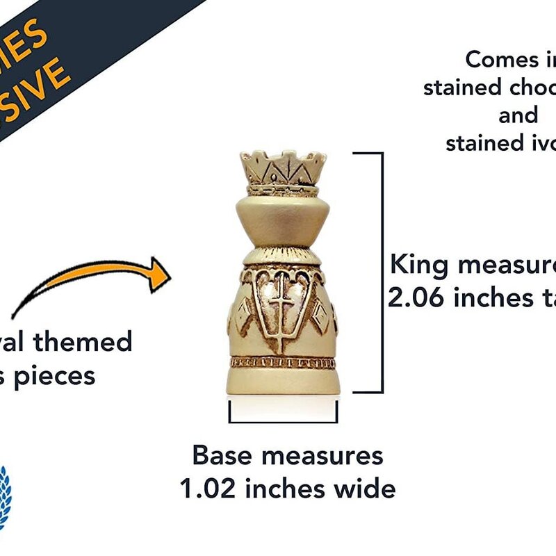 Medieval Chess Set: Wooden Board with Drawers 15 Inch