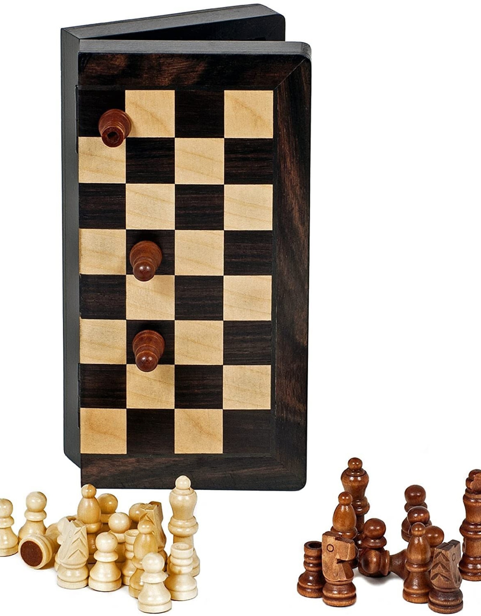 Chess Set: Magnetic 8 Inch Wood Travel Set