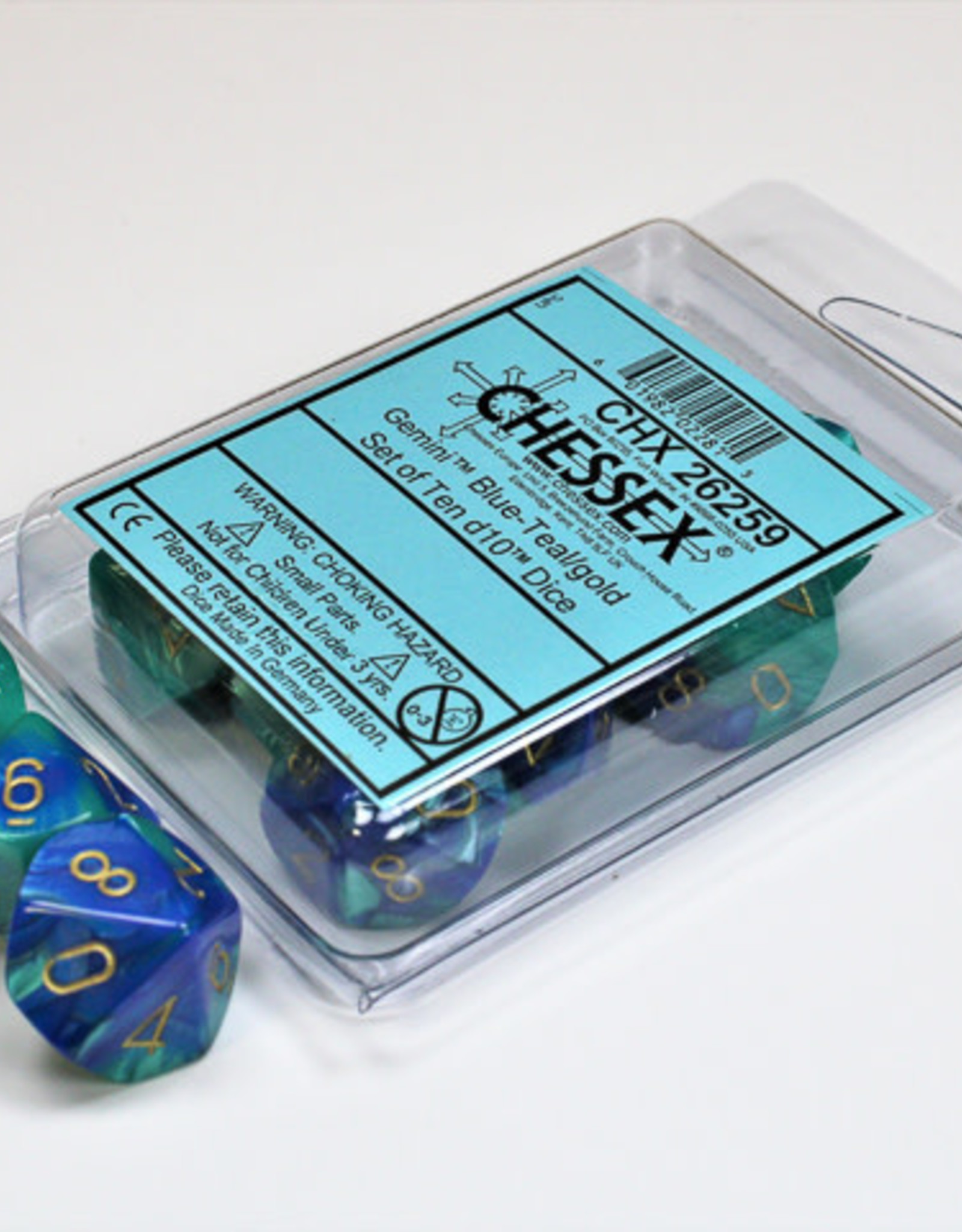 Chessex Chessex D10 Dice (10) Gemini Blue Teal