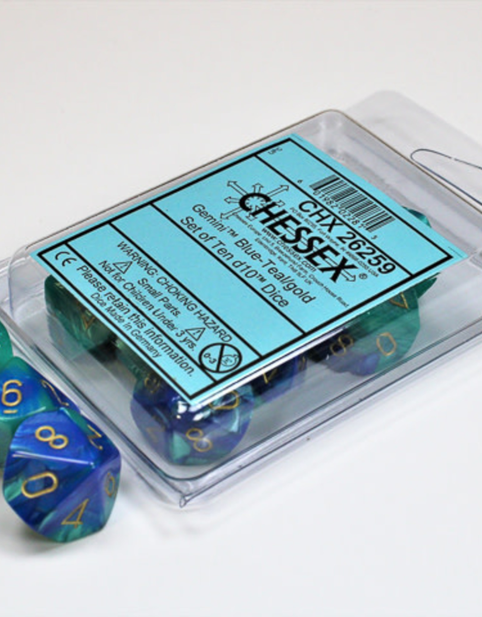 Chessex D10 Dice: Gemini Blue Teal (10)