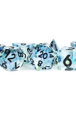 Metallic Dice Games Resin Polyhedral Dice (7) Captured Frost