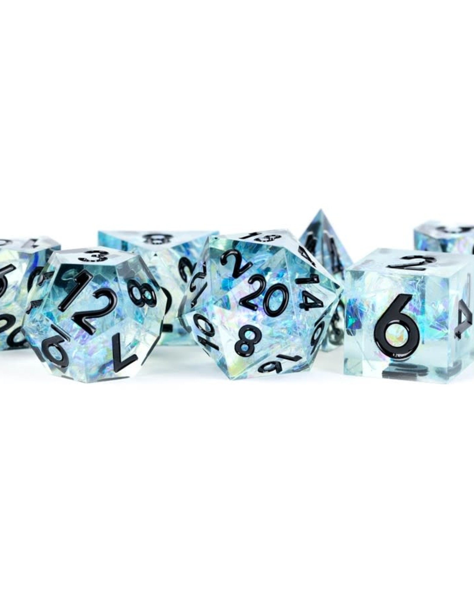 FanRoll Resin Polyhedral Dice (7) Captured Frost