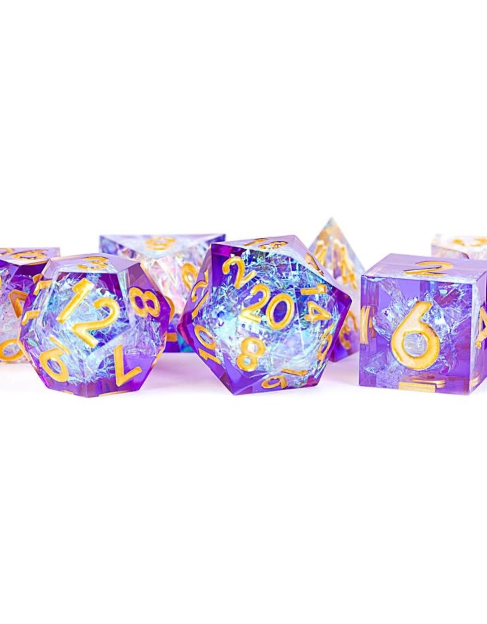 Metallic Dice Games Resin Polyhedral Dice (7) Royal Geode