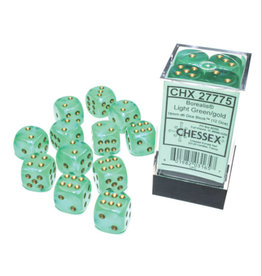 Chessex D6 Dice: 16mm Borealis (12) Light Green