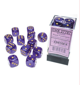 Chessex D6 Dice: 16mm Borealis (12) Royal Purple