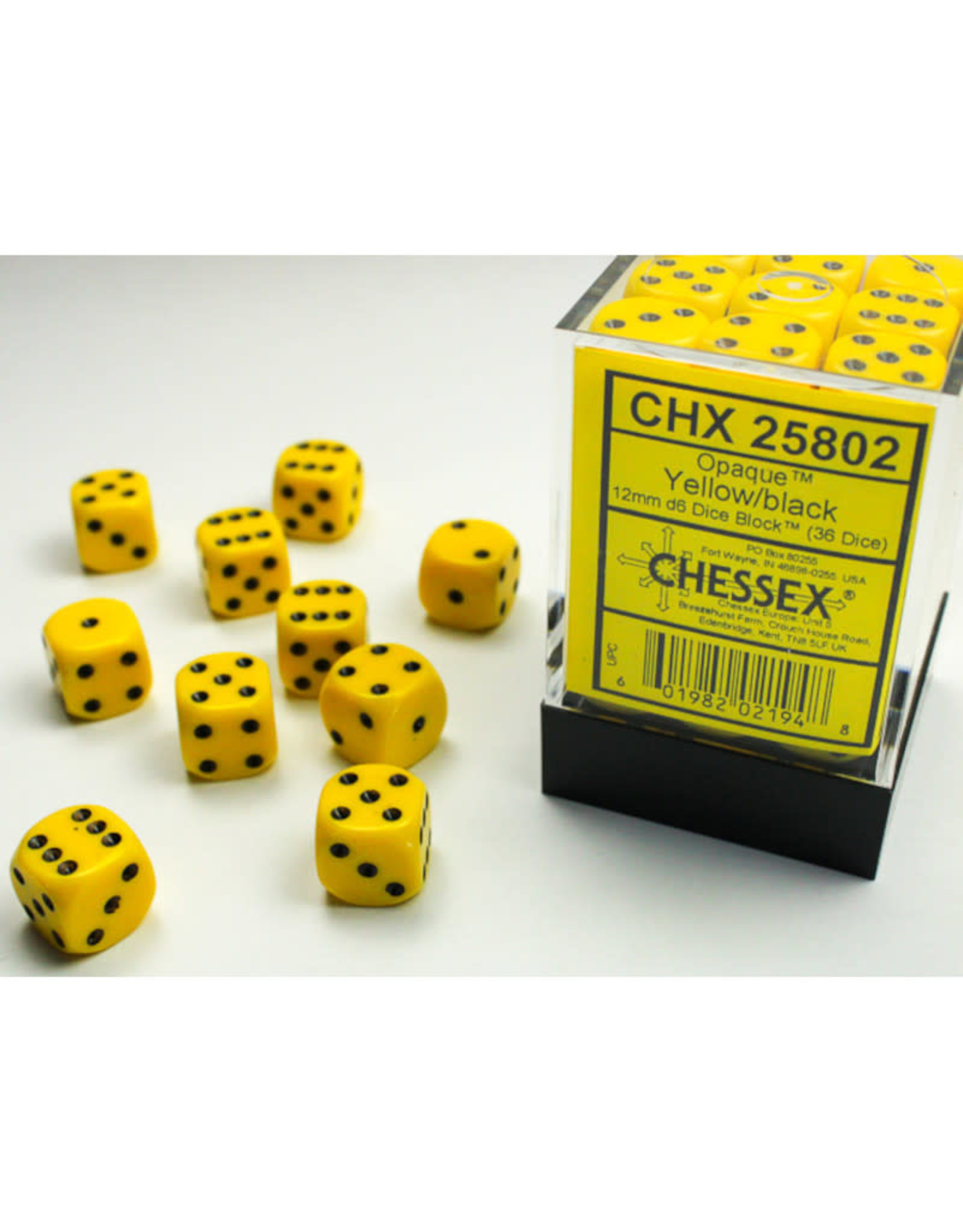 Chessex D6 Dice: 12mm (36) Yellow