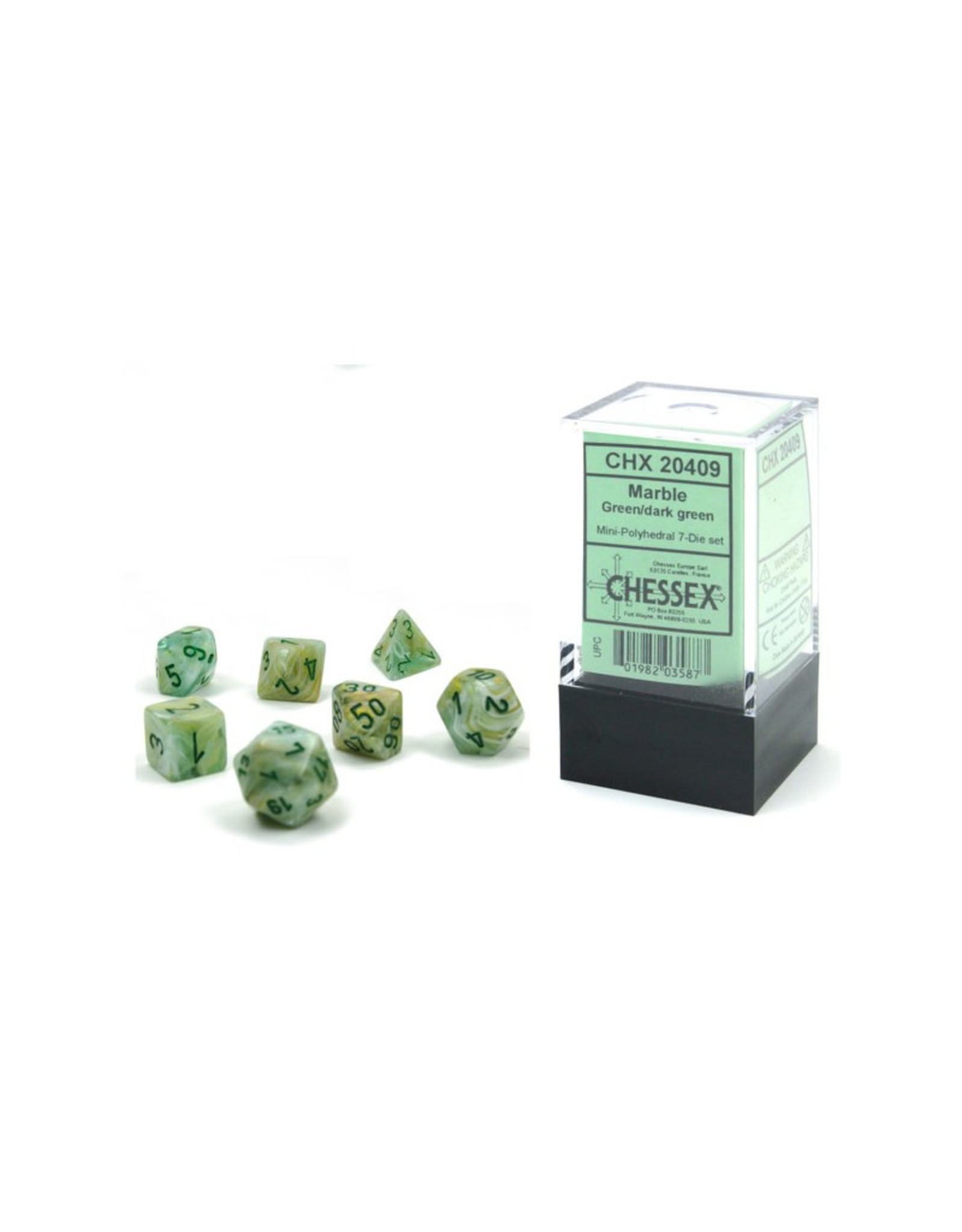 Chessex Mini Polyhedral Dice Set (7) Green with Dark Green