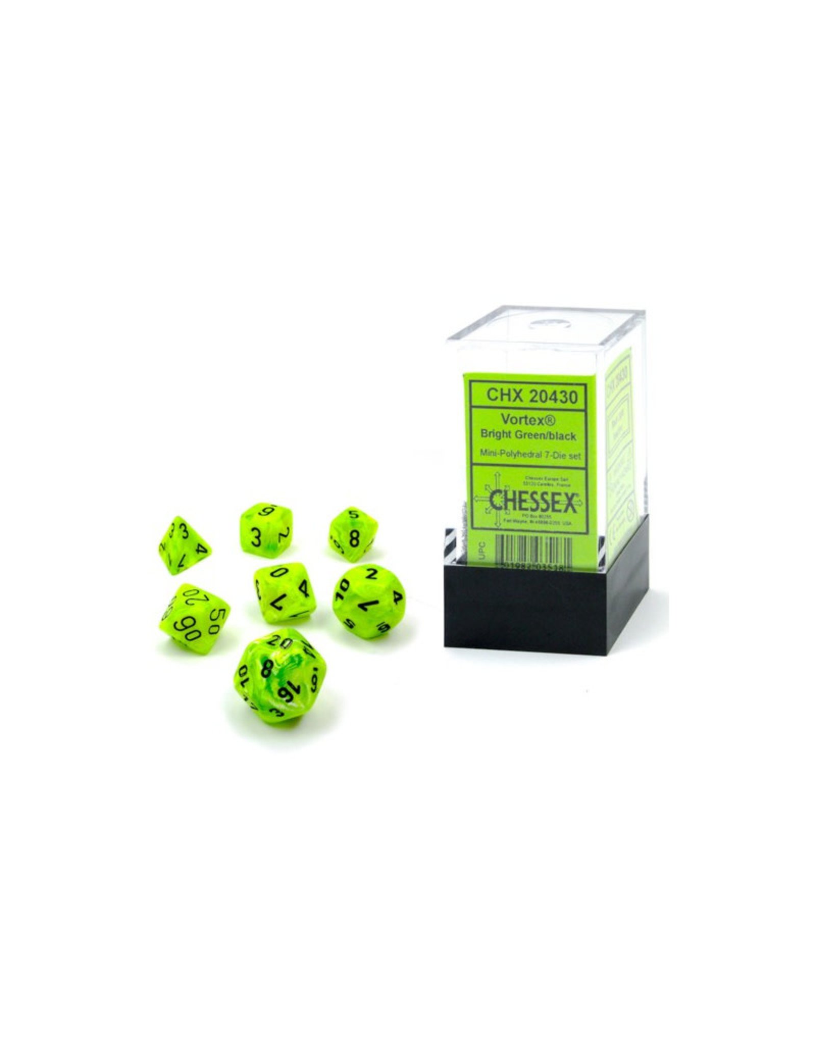 Mini-Polyhedral Dice Set: Vortex Bright Green - Game Night Games