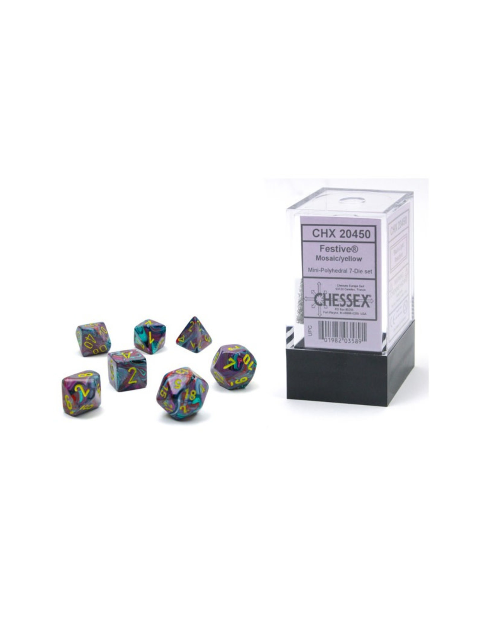 Chessex Mini Polyhedral Dice Set (7) Festive Mosiac