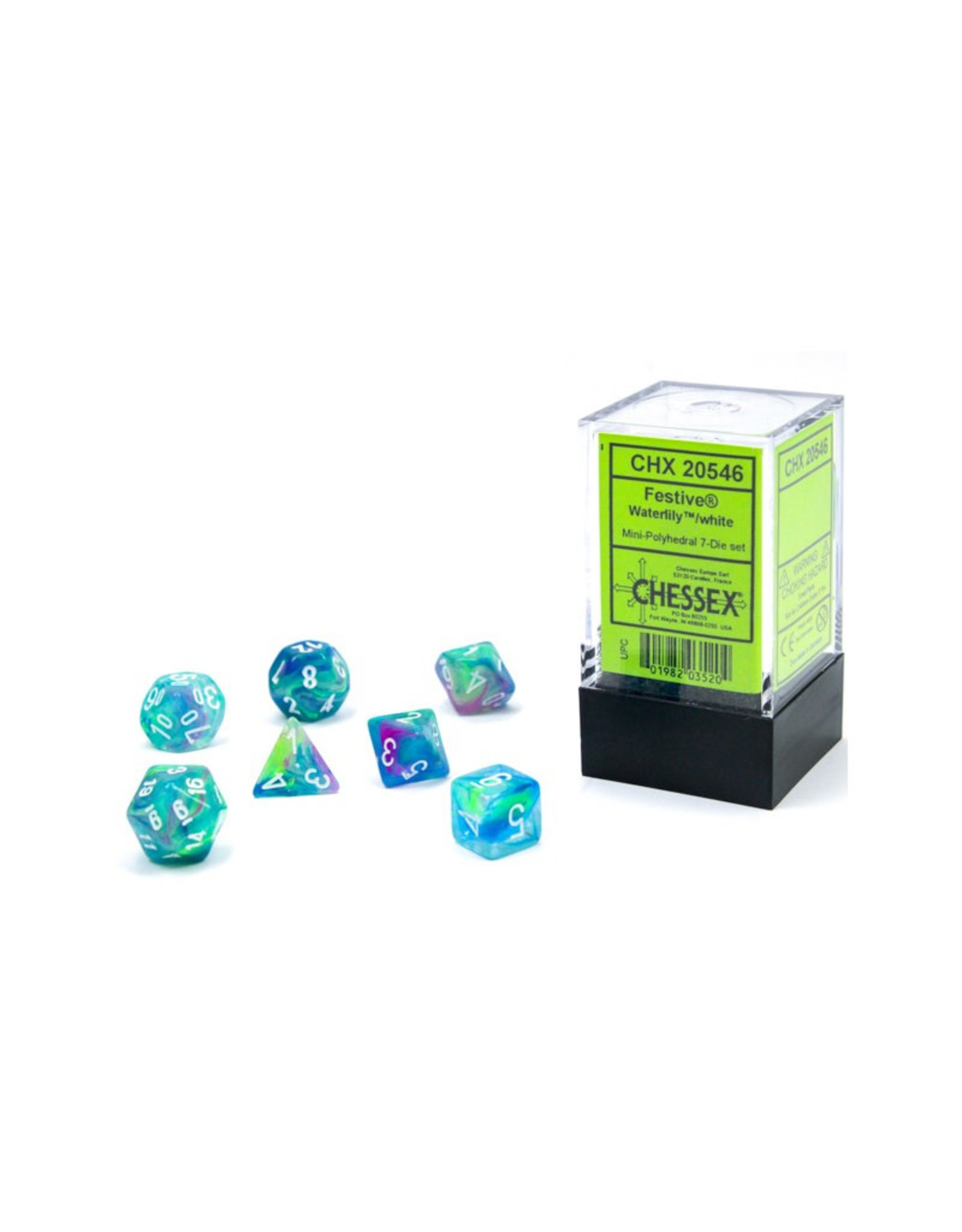 Chessex Mini Polyhedral Dice Set (7) Festive Waterlily