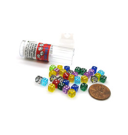 Koplow Mini D6 Dice: Transparent 5mm Assortment Tube (30)