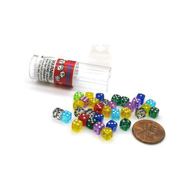 Koplow Mini D6 Dice: Transparent 5mm Assortment Tube (30)