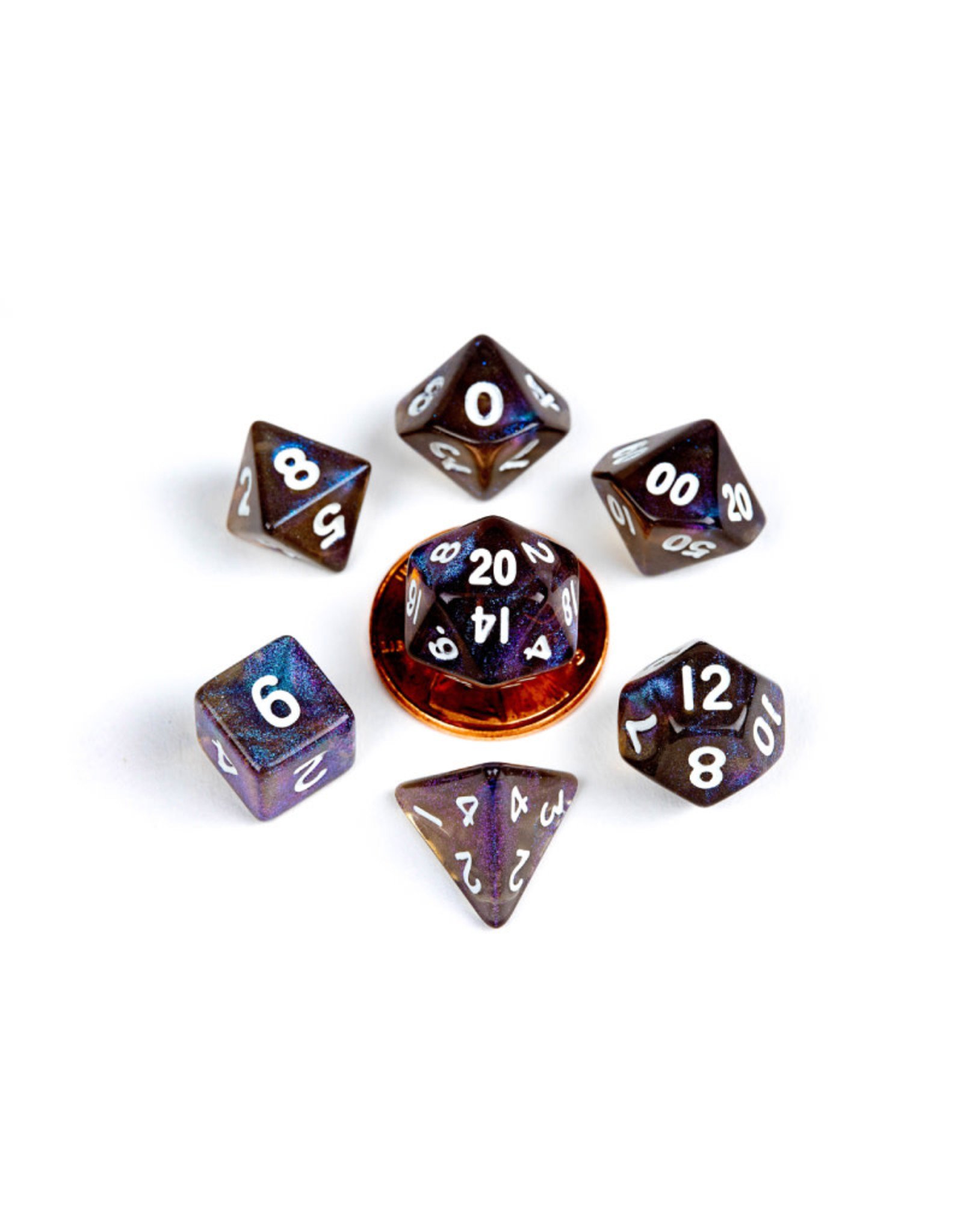 Metallic Dice Games Mini Polyhedral Dice Set (7) Stardust Galaxy