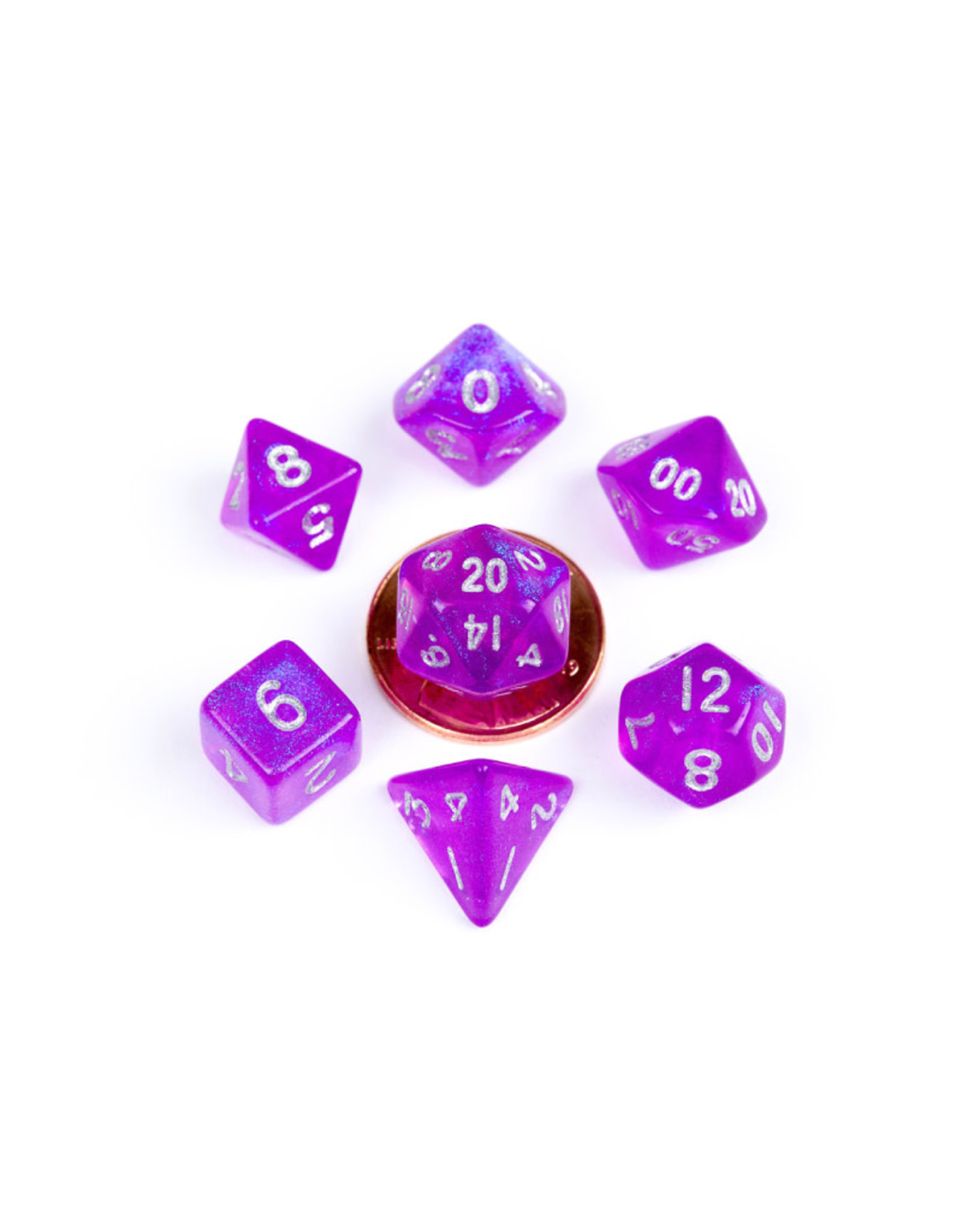 Metallic Dice Games Mini Polyhedral Dice Set (7) Stardust Purple