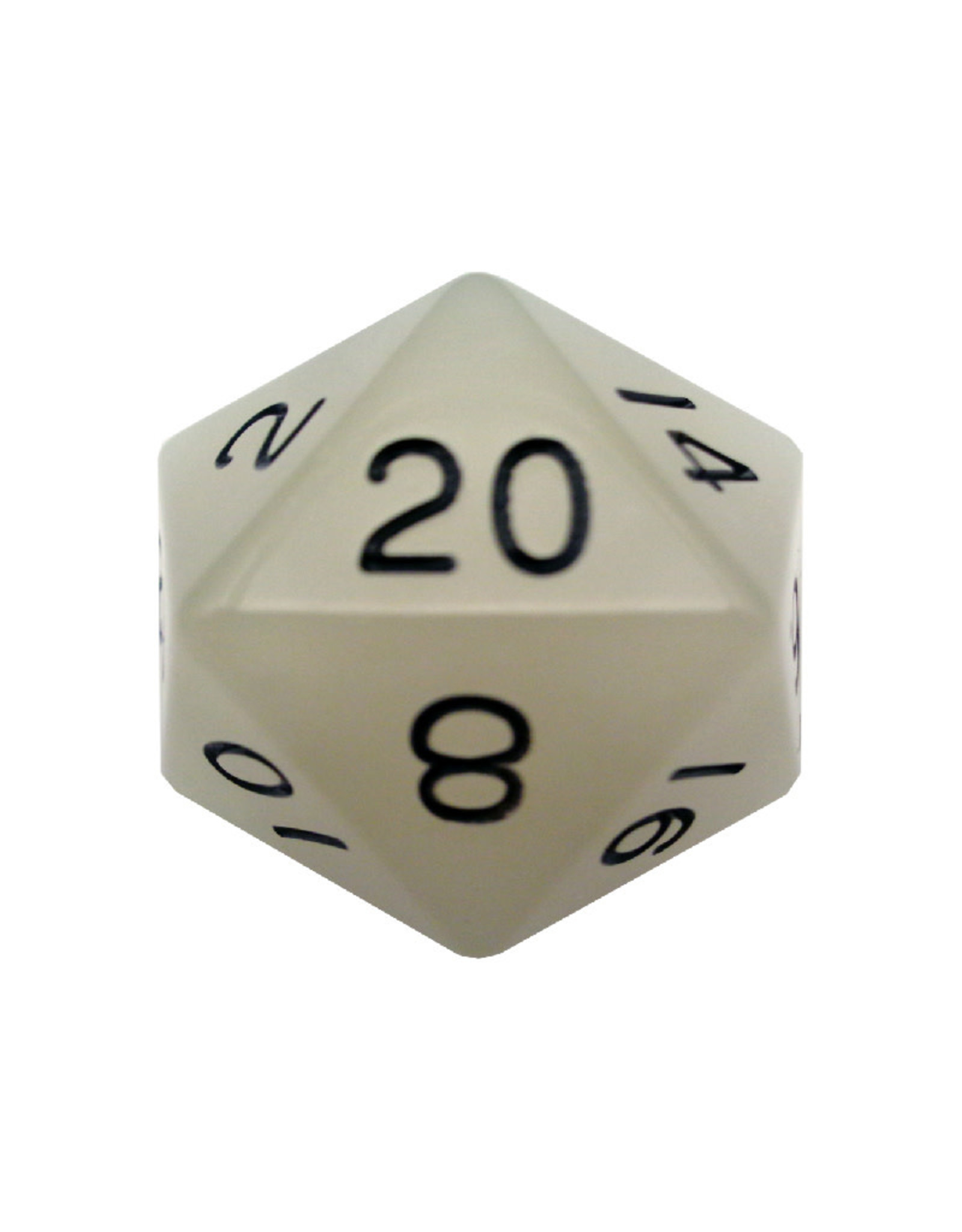 Metallic Dice Games Mega Acrylic 35mm D20: Glow in the Dark Clear