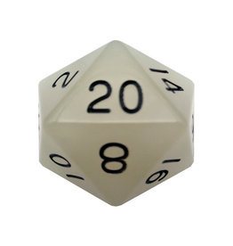 Metallic Dice Games Mega Acrylic 35mm D20: Glow in the Dark Clear