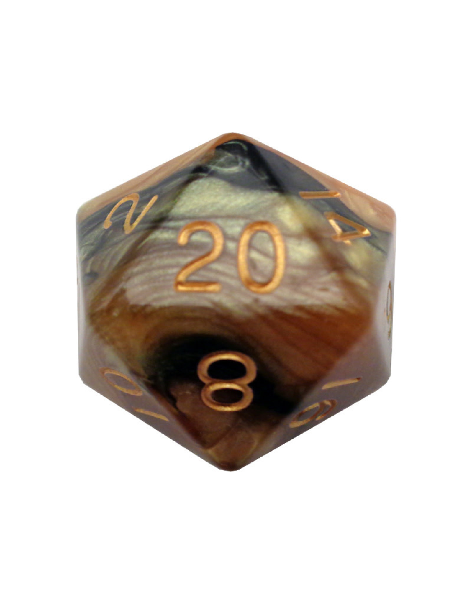 Metallic Dice Games Mega Acrylic 35mm D20: Combo Black/Yellow