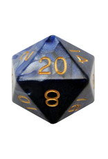 Metallic Dice Games Mega Acrylic 35mm D20: Combo Blue/White w/ Gold