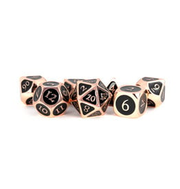 Metallic Dice Games Metal Polyhedral Dice (7) Antique Copper with Black Enamel