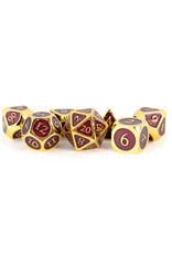 FanRoll Mini Chessex RPG Dice (7) Gold with Purple Enamel
