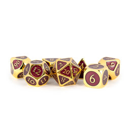 FanRoll Mini Chessex RPG Dice (7) Gold with Purple Enamel