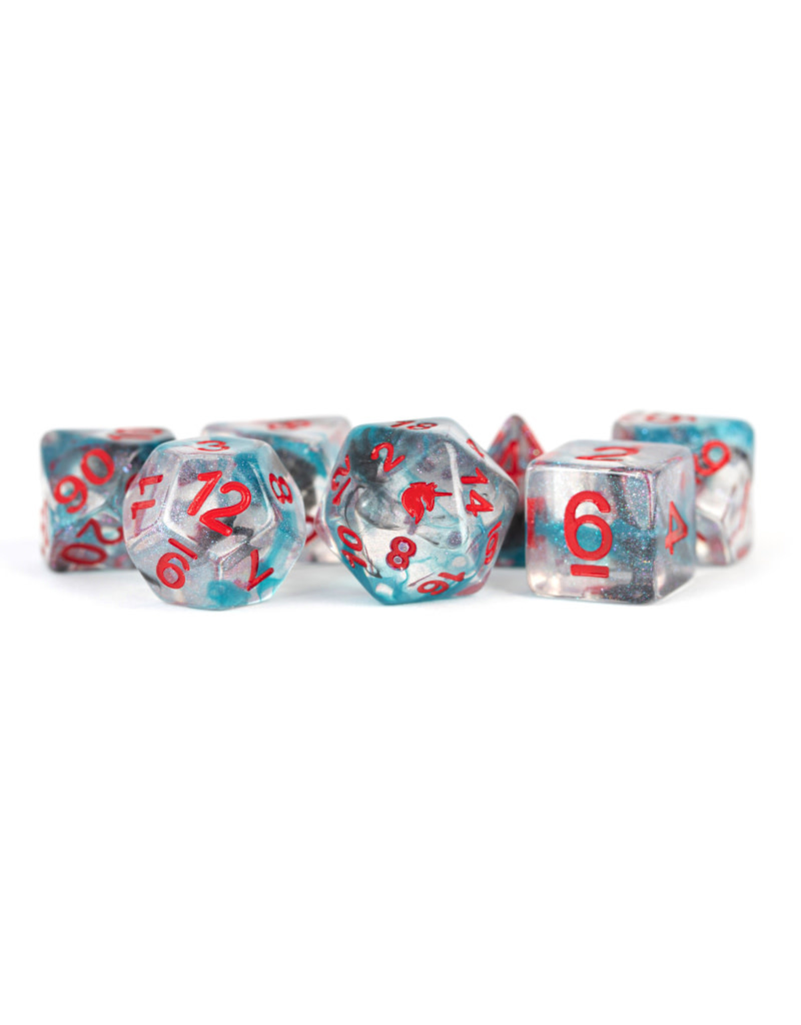 Metallic Dice Games Unicorn Polyhedral Dice: (7) Battle Wounds