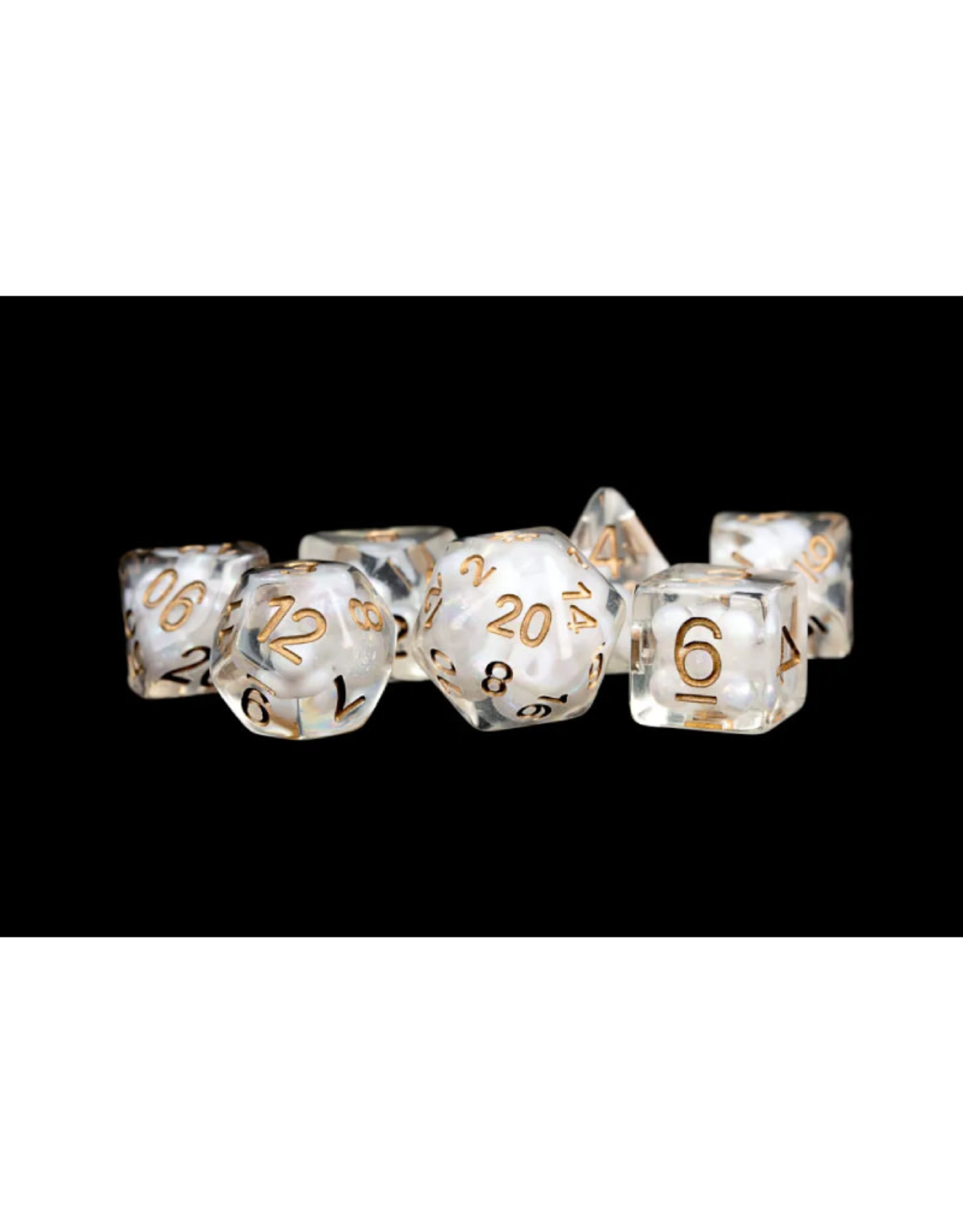 Metallic Dice Games Resin Polyhedral Dice (7) Pearl with Copper