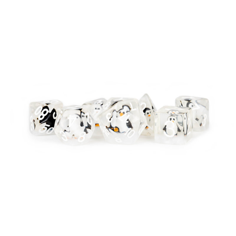 FanRoll Resin Polyhedral Dice (7) Penguin