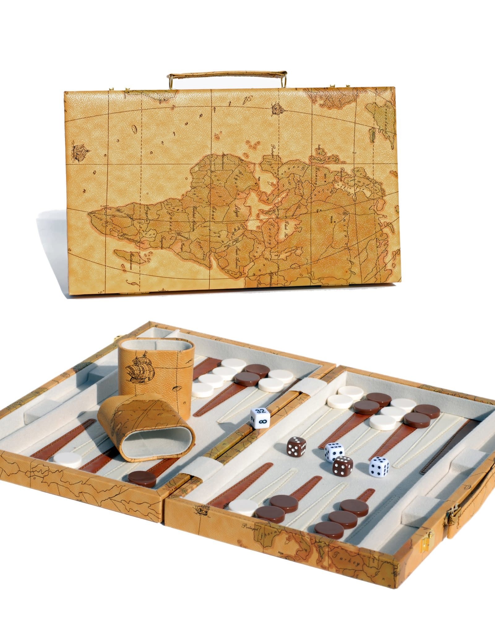 Backgammon Set: 18 Inch Map Design