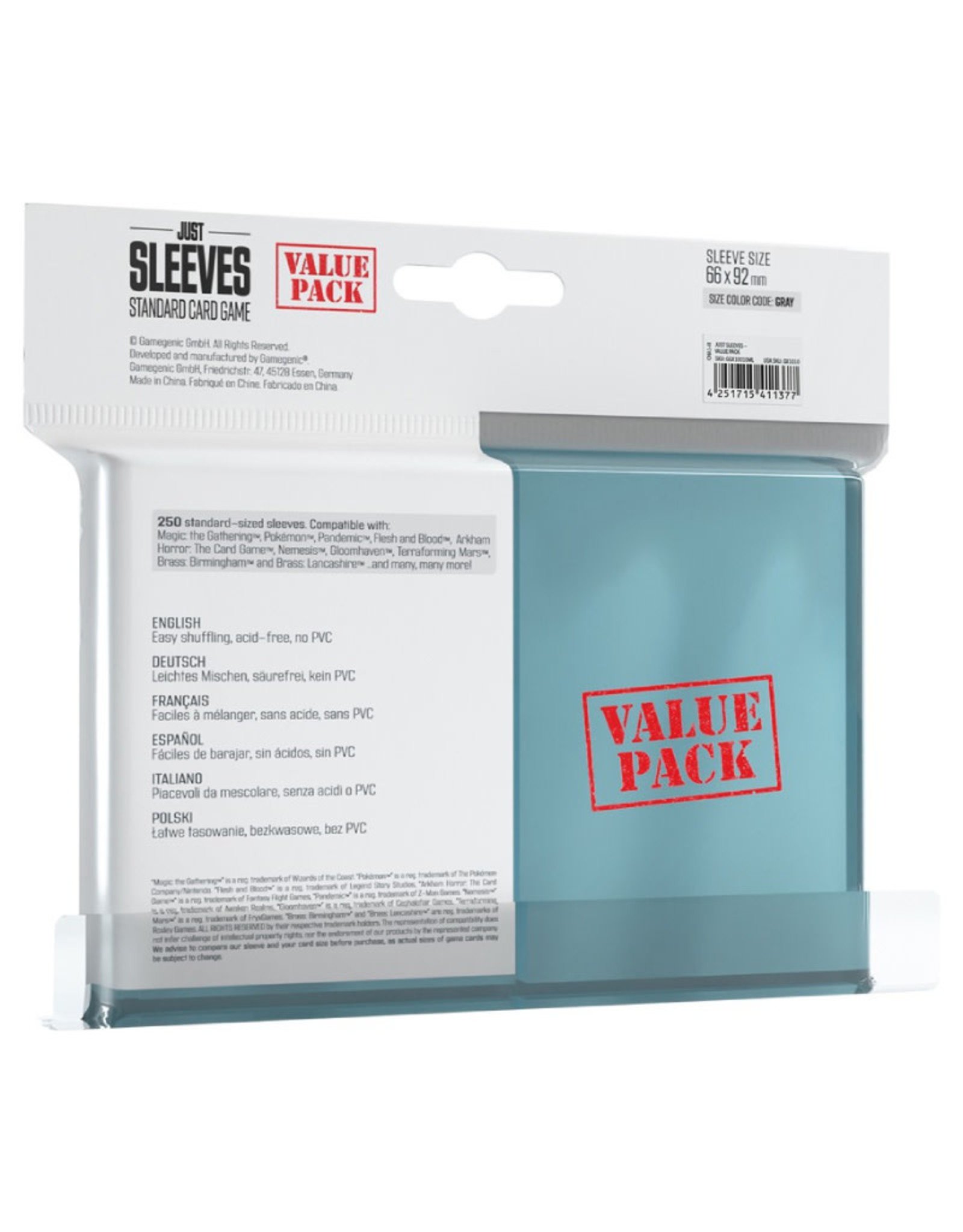 Just Sleeves: Standard Card Game Value Pack (250) Clear