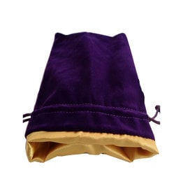 Metallic Dice Games Dice Bag: 4in x 6in Purple Velvet with Gold Satin Lining