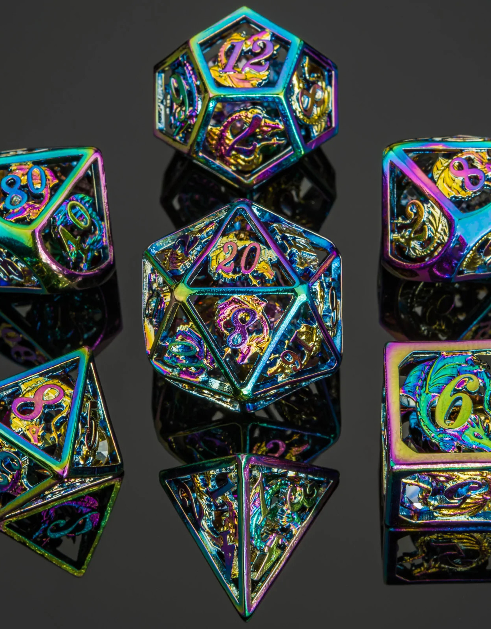 Hymgho Premium Dice Dice: Hollow Dragon gem filled Rainbow