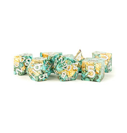 Metallic Dice Games Resin Polyhedral Dice (7) Turquoise Pebbles