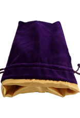 Metallic Dice Games Dice Bag: 6in x 8in LARGE Purple Velvet with Gold Satin Lining