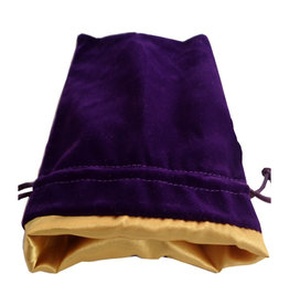 FanRoll Dice Bag: 6in x 8in LARGE Purple Velvet with Gold Satin Lining