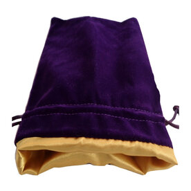 FanRoll Dice Bag: 6 x 8 in LARGE Purple Velvet with Gold Satin Lining