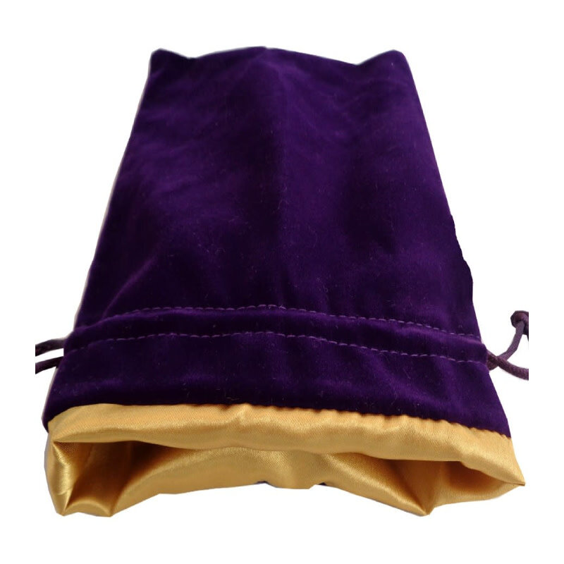FanRoll Dice Bag: 6 x 8 in LARGE Purple Velvet with Gold Satin Lining