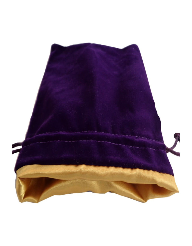 Metallic Dice Games Dice Bag 6in x 8in LARGE Purple Velvet with Gold Satin Lining Game Night
