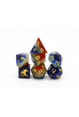 Faire Stone Polyhedral Dice (7) Natural Rainbow